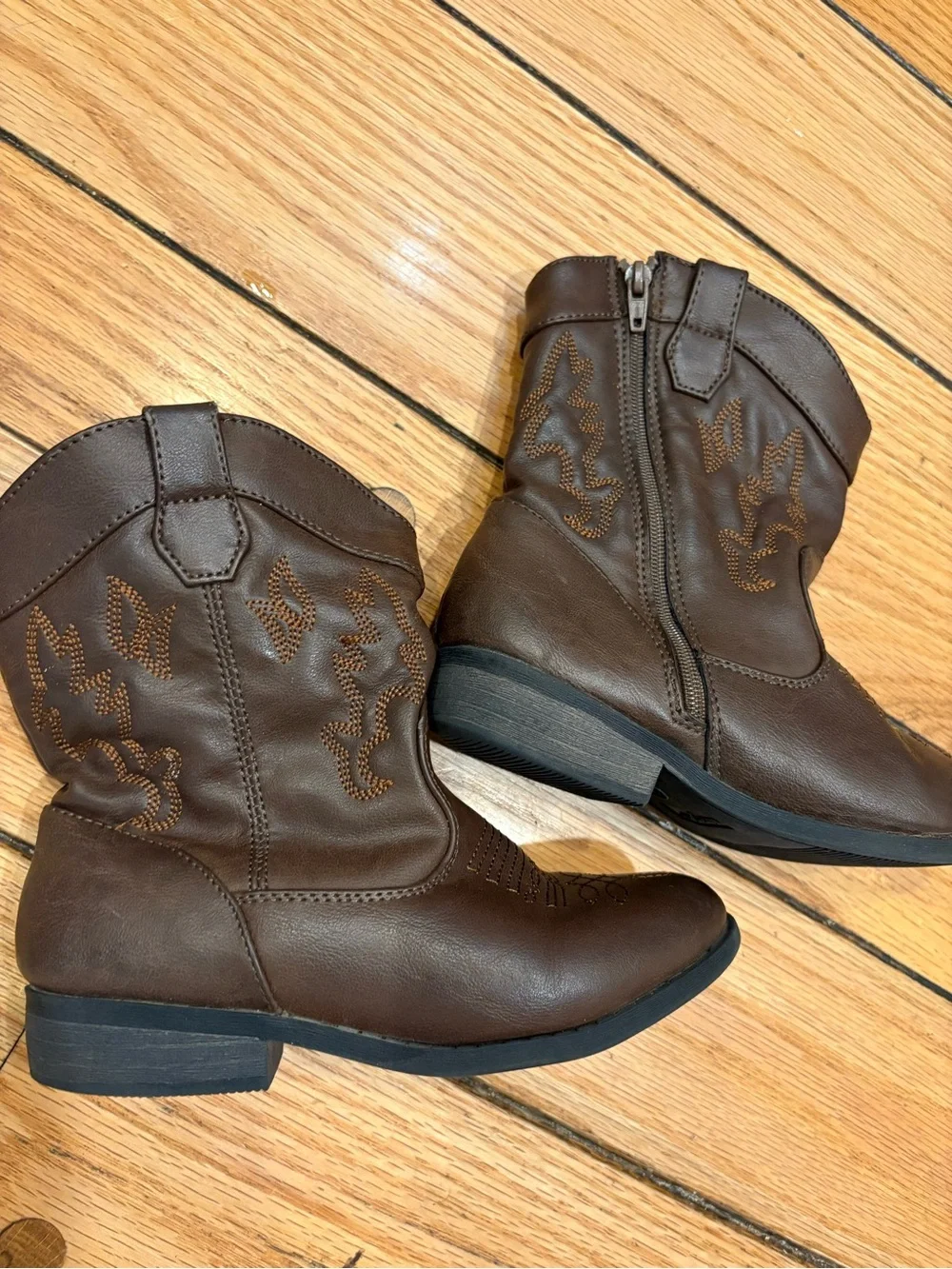 Cat & Jack Girls Brown Western Cowboy Boots Shoes size 12